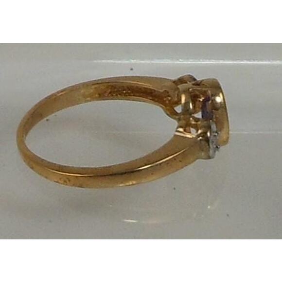 Vintage 10K Gold Natural Diamond Purple Amethyst Ring Size 6.5 NOS 8mm 2.2grams - Picture 2 of 9